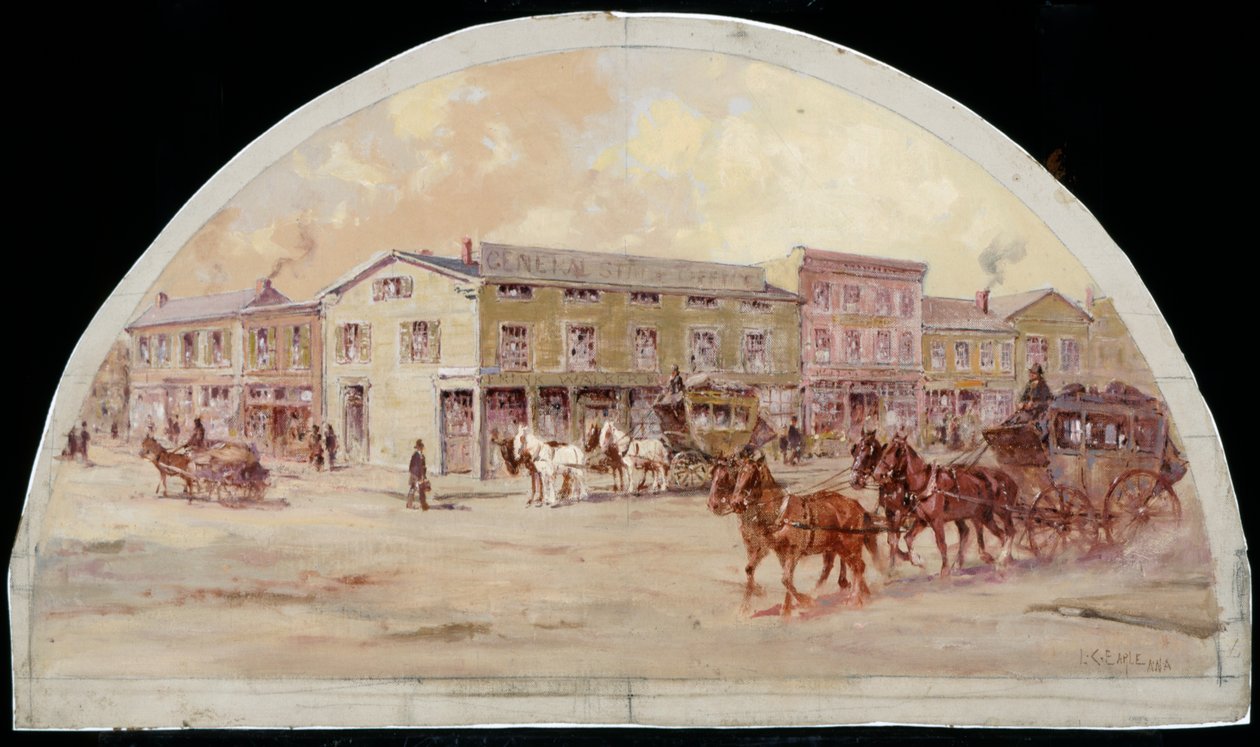 Frink and Walkers Stage Coach Office, 1850, 1900 by Lawrence Carmichael Earle