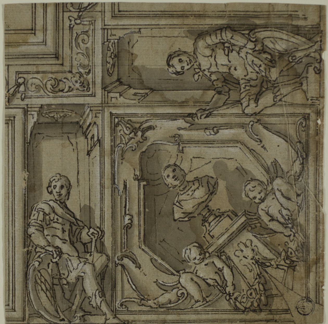 Design for Corner of a Ceiling Decoration by Lazzaro Tavarone