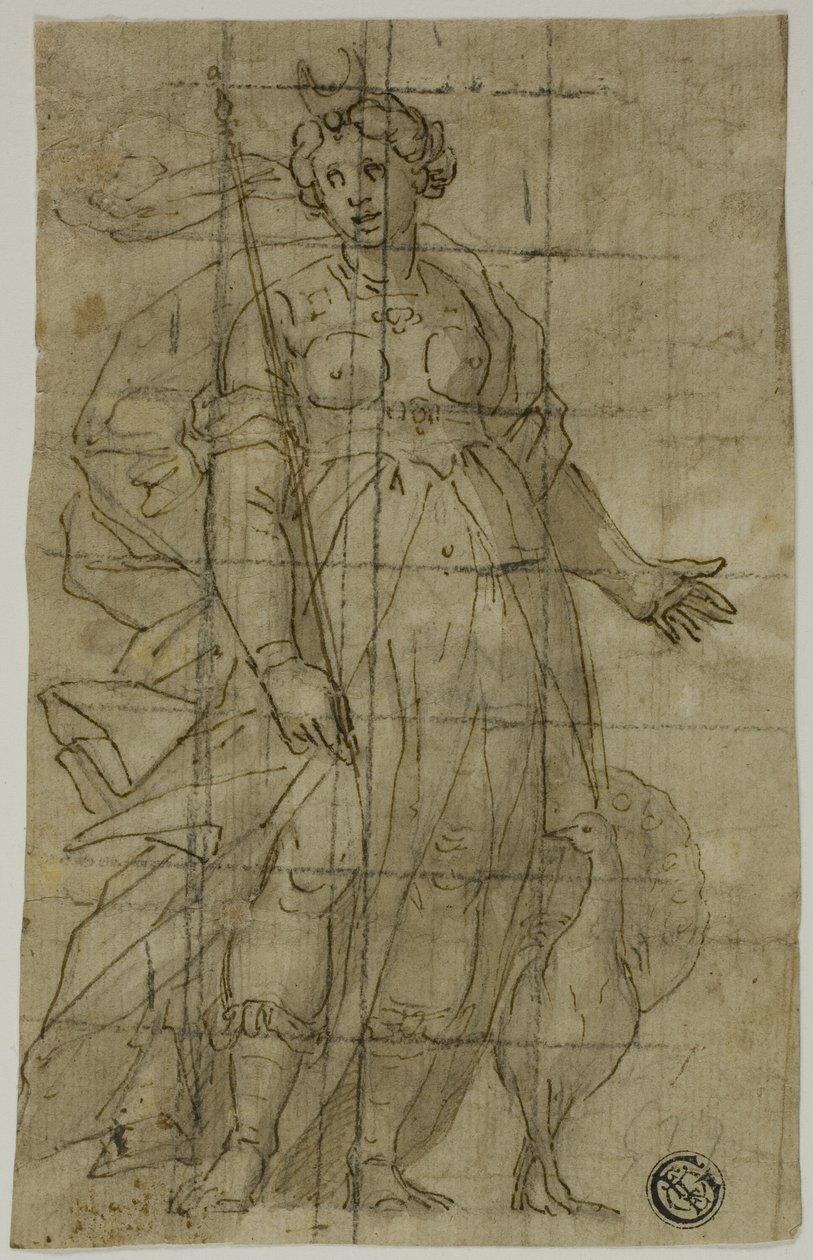 Study for Juno (or Diana) with a Peacock by Lazzaro Tavarone