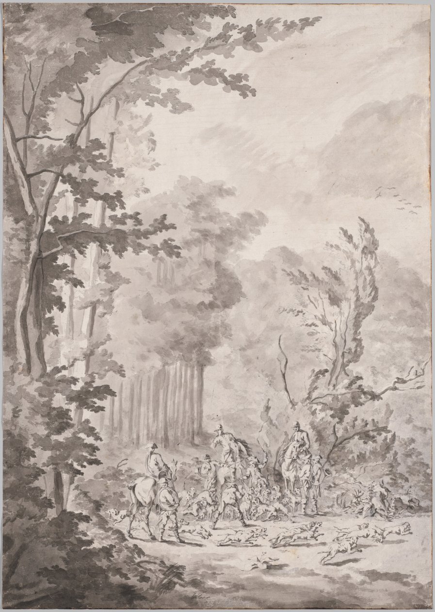 A Hunting Party at Marly by Le Vieux Jean Baptiste Martin