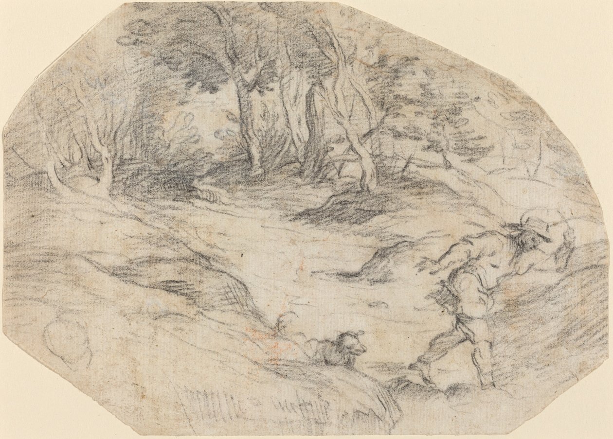 Landscape with a Man and a Dog by Leandro Bassano after Titian