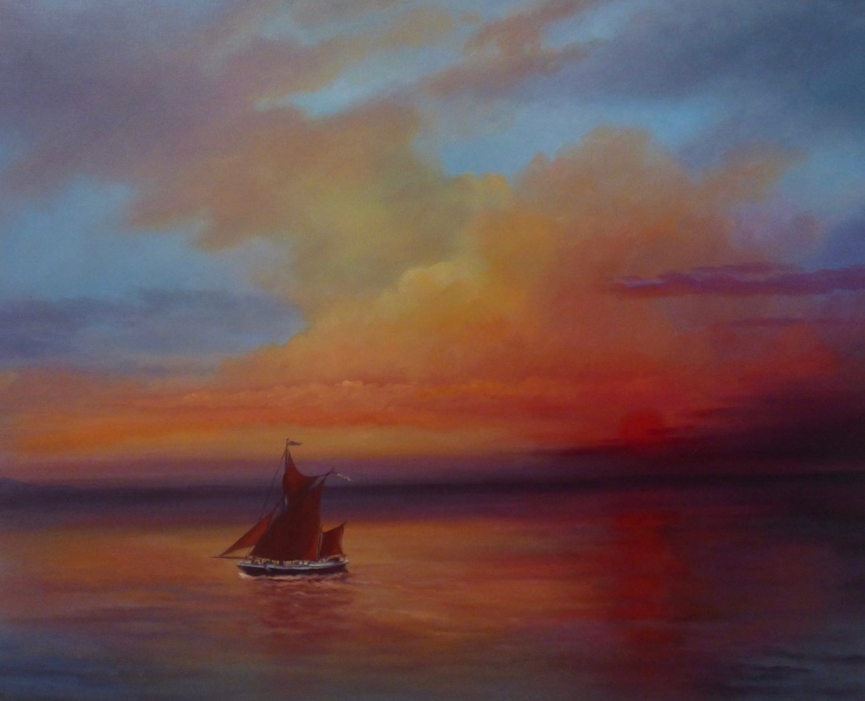 Red Sails - Thames Barge at full sail by Lee Campbell