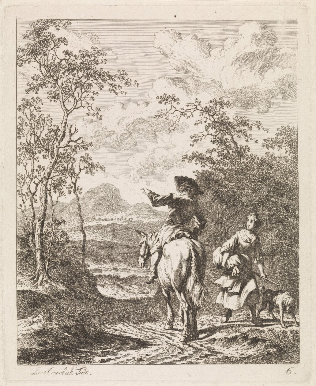 Rider Asking Directions from a Girl with Dog by Leendert Overbeek
