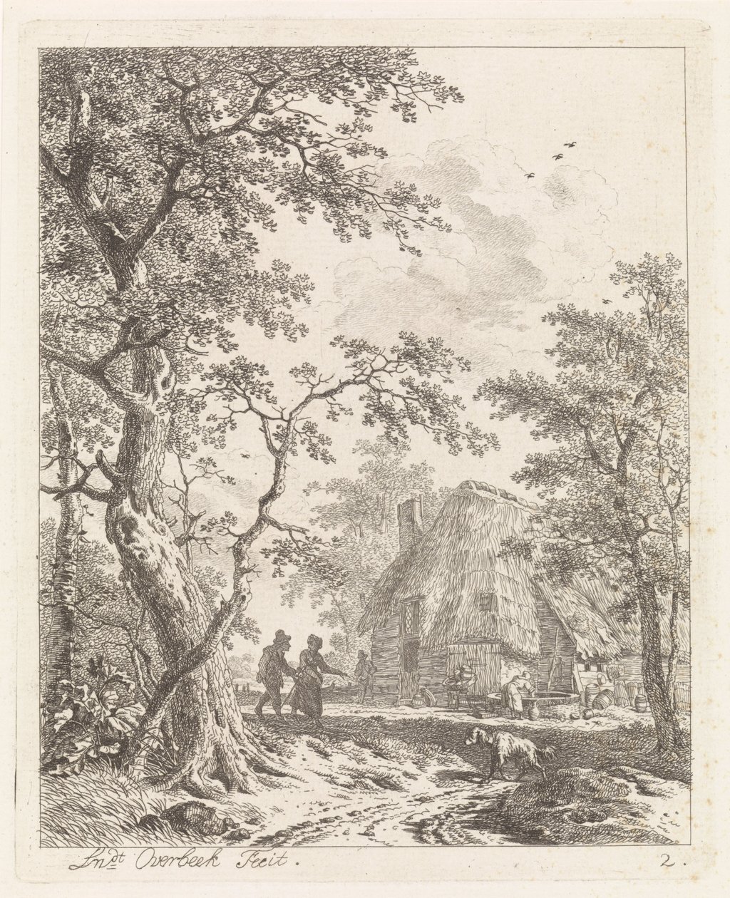 Two Walkers by a Farm (Landscapes with Figures series) by Leendert Overbeek