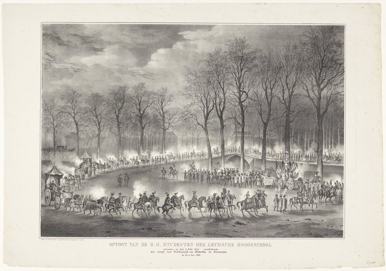 Procession of the Students of Leiden University Held on February 9, 1835, Representing the Entry of Ferdinand and Isabella into Granada on January 6, 1492 by Leendert Springer (I)