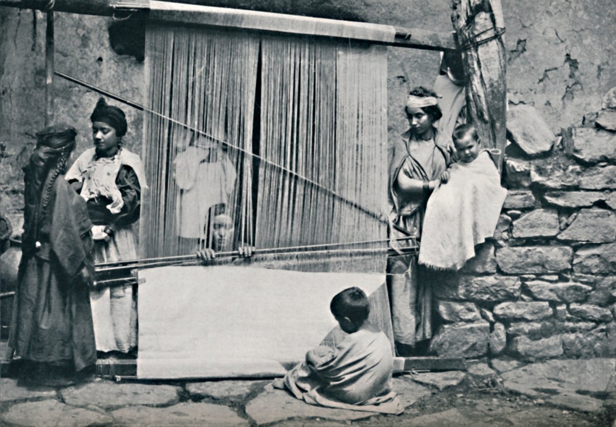 Kabyle Weavers and Native Loom, Northern Algeria by Legrand