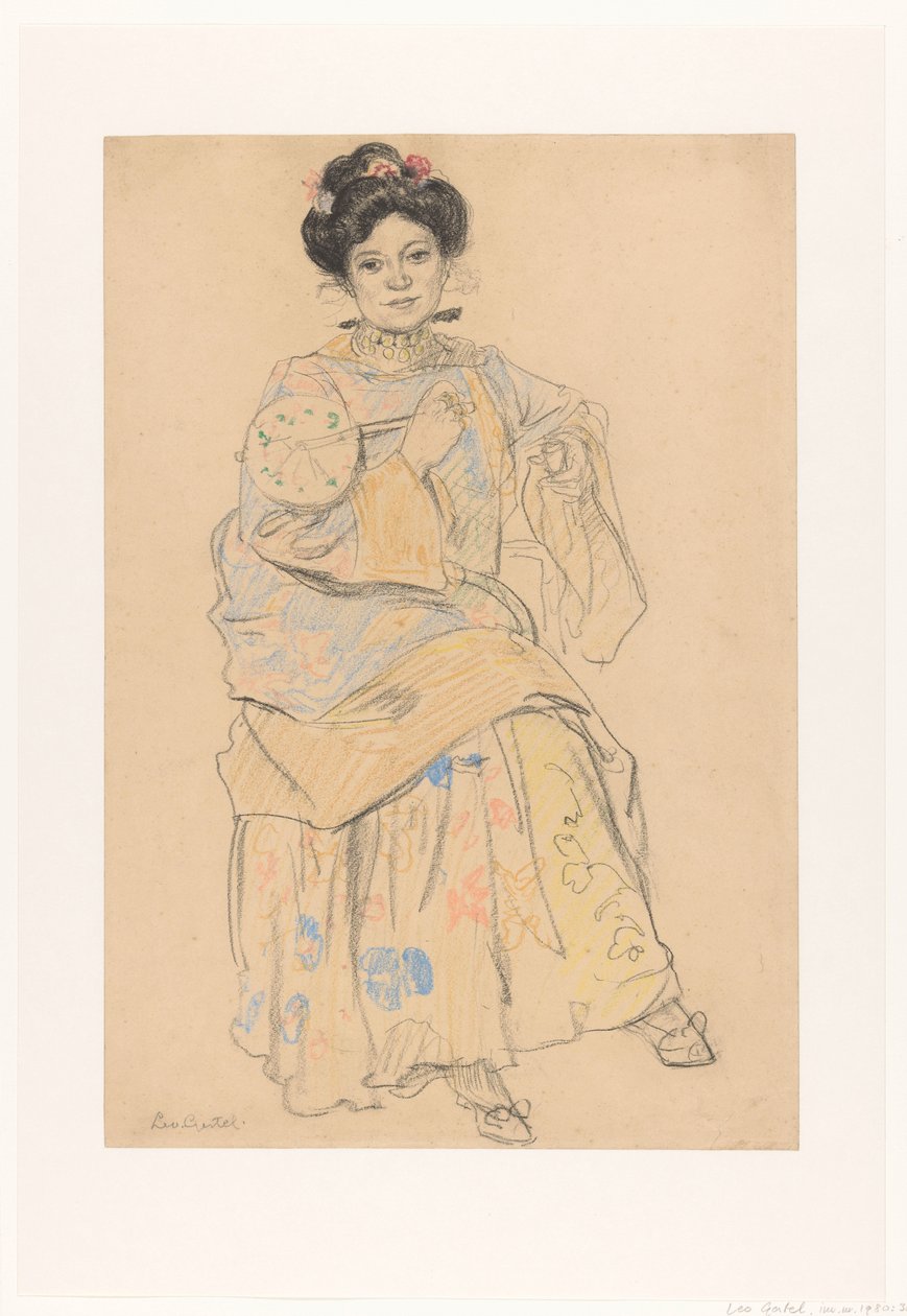 Seated Woman in Japanese Clothing by Leo Gestel (signed by artist)