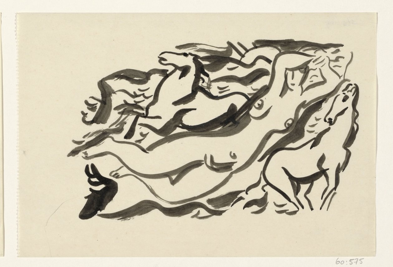 Naked Woman and Two Horses in the Sea by Leo Gestel