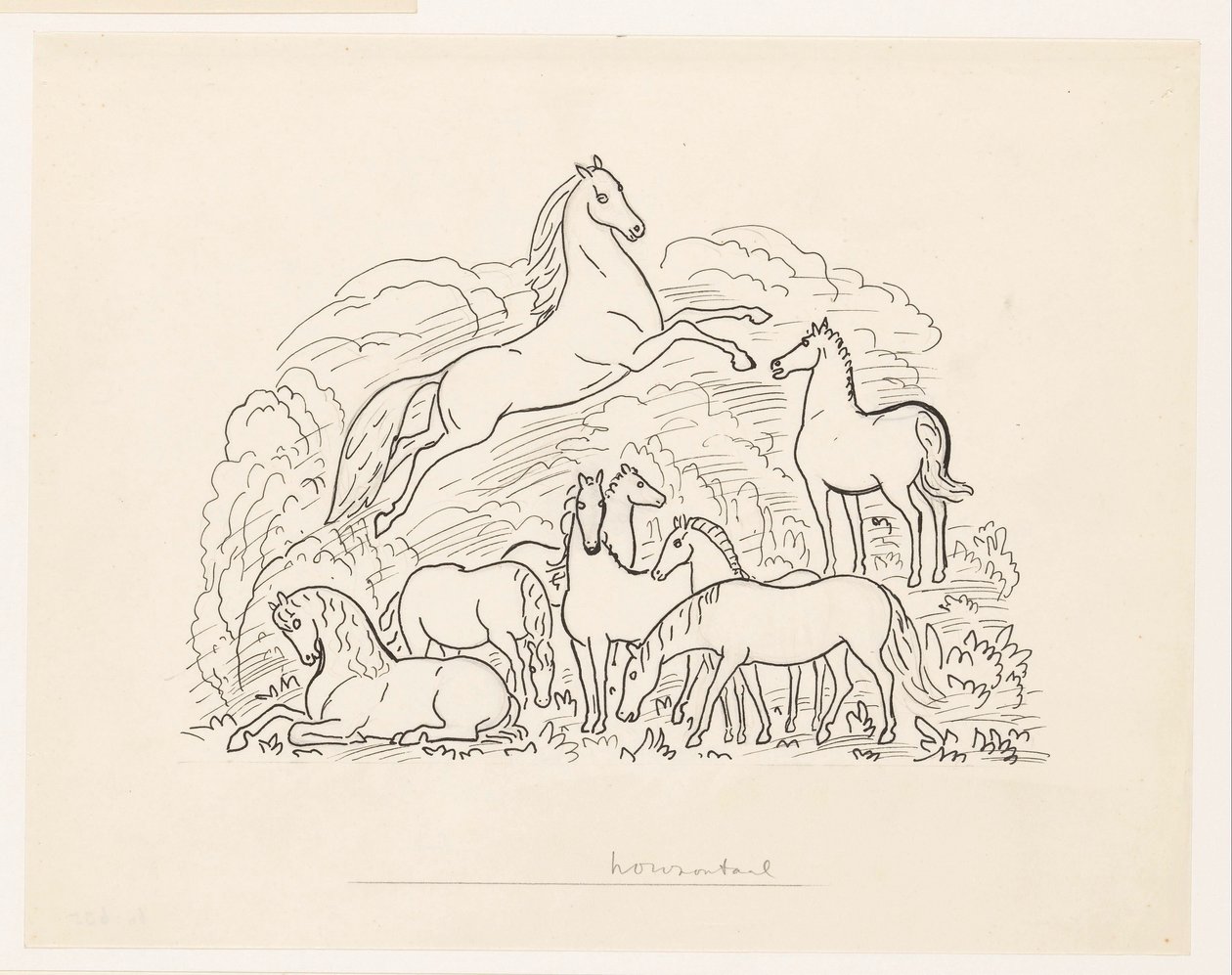 Study Sheet with Eight Horses by Leo Gestel