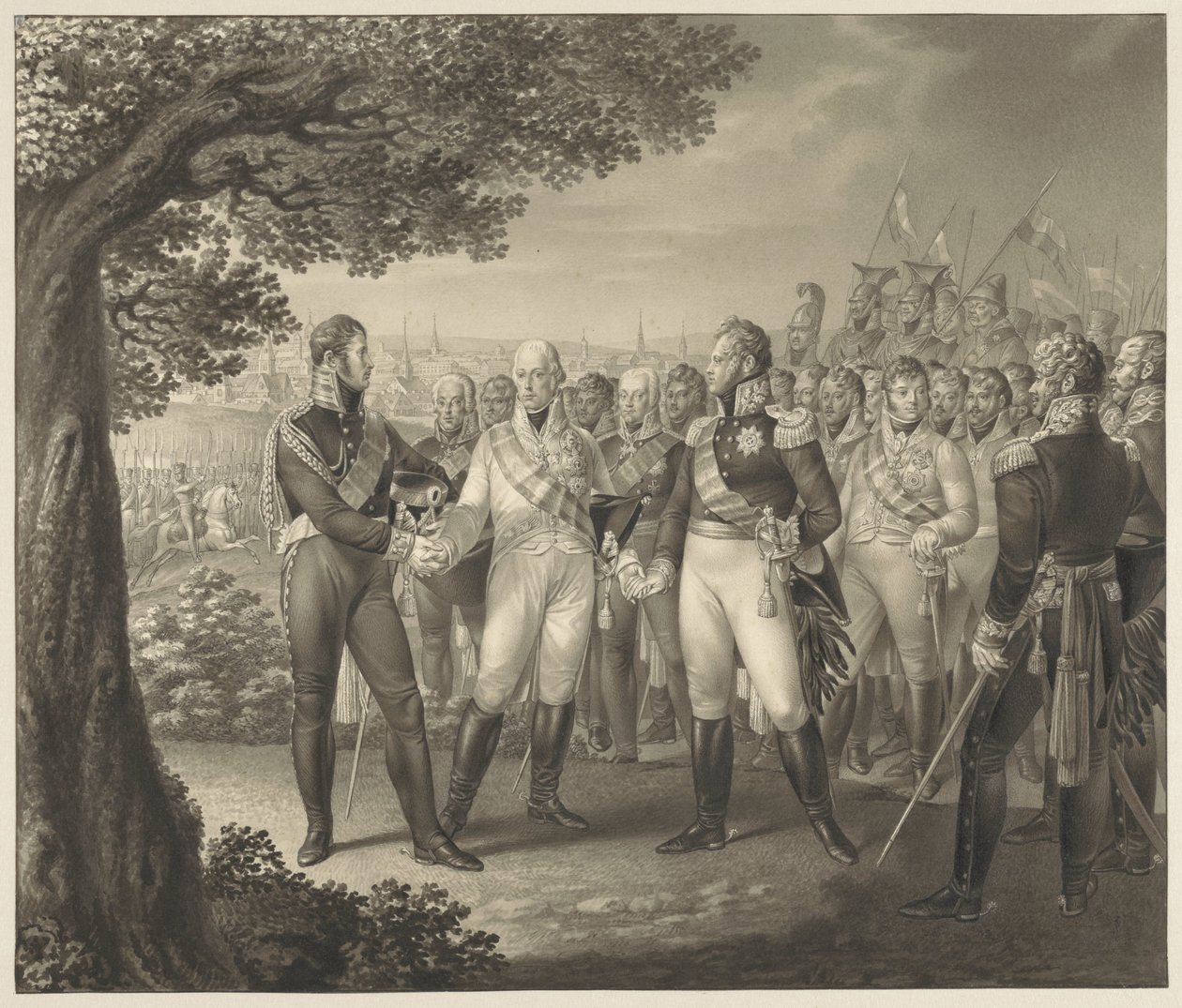 First Meeting of the Allied Monarchs with Their Ministers in Prague, August 18, 1813 by Leo Wolf