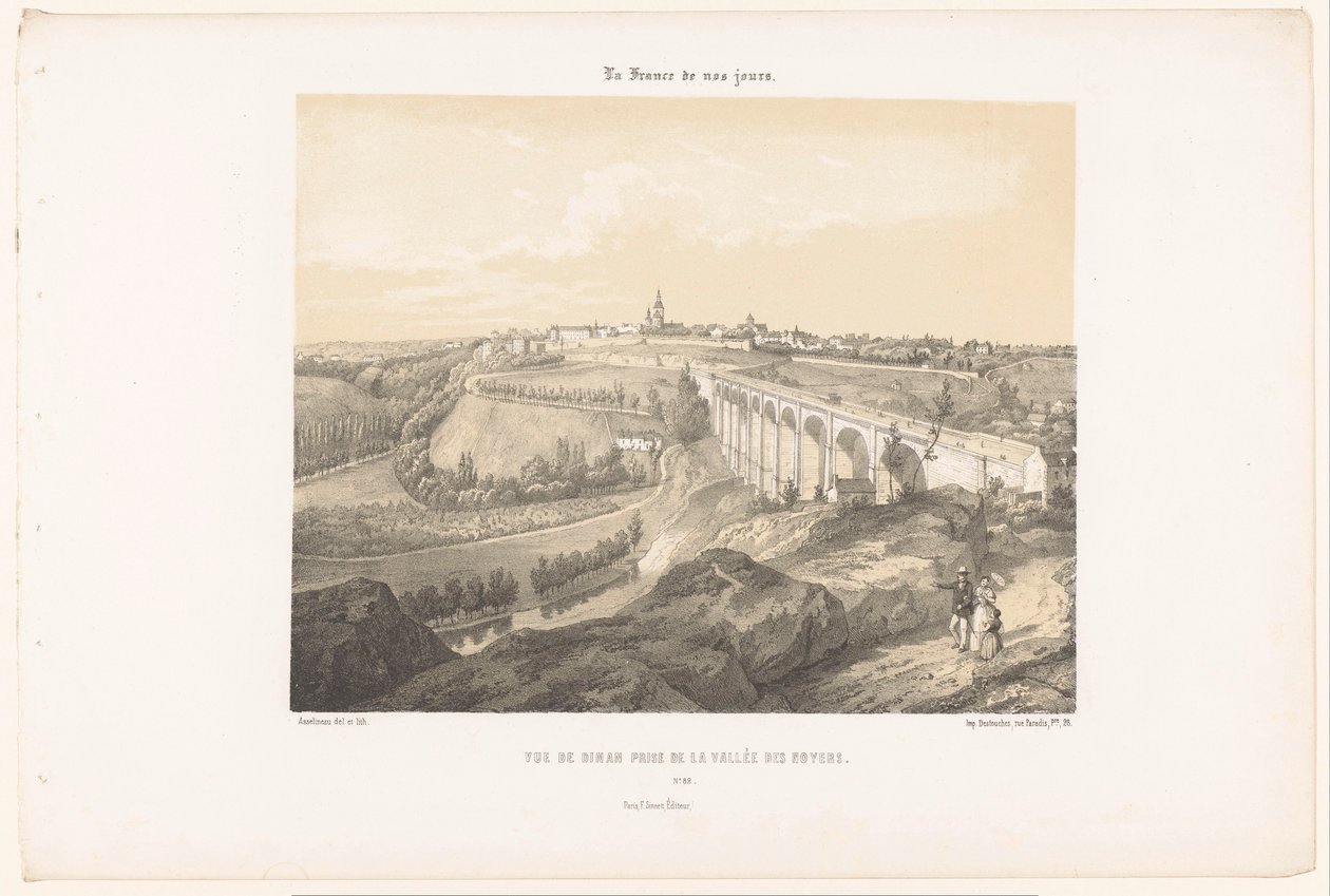 View of Dinan and the Viaduct over the River Rance by Leon Auguste Asselineau