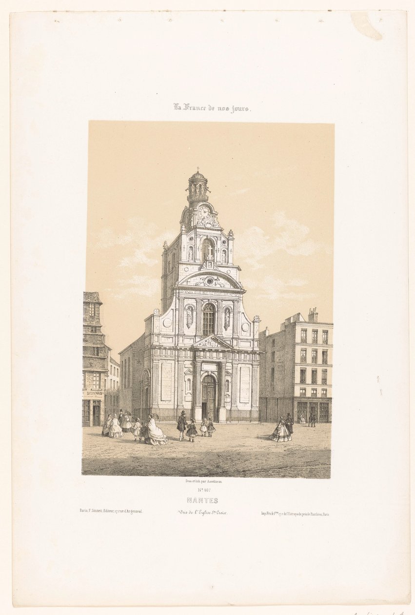 View of the Sainte-Croix Church in Nantes by Leon Auguste Asselineau
