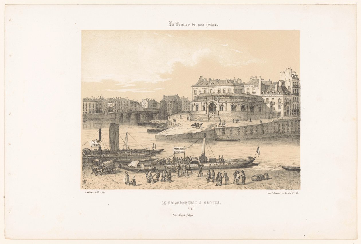 View of the Fish Market in Nantes from the Pier by Leon Auguste Asselineau
