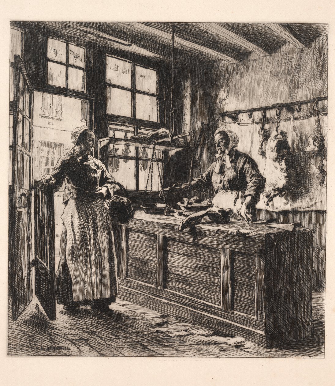 Interior of a Butcher Shop by Leon Augustin Lhermitte