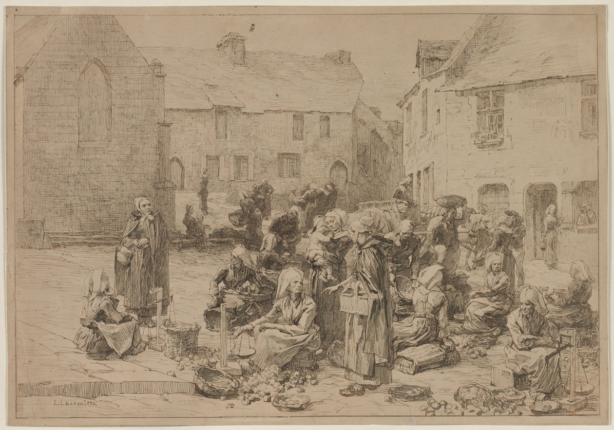 The Apple Market at Landerneau, 1878 by Leon Augustin Lhermitte
