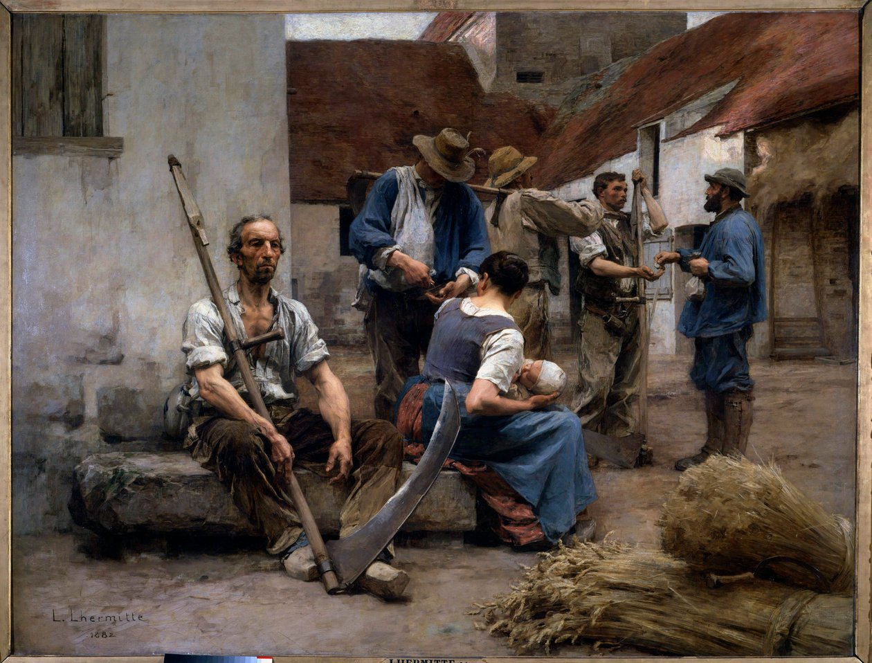 The Payroll of Peasant Harvesters in a Farm Yard by Leon Augustin Lhermitte