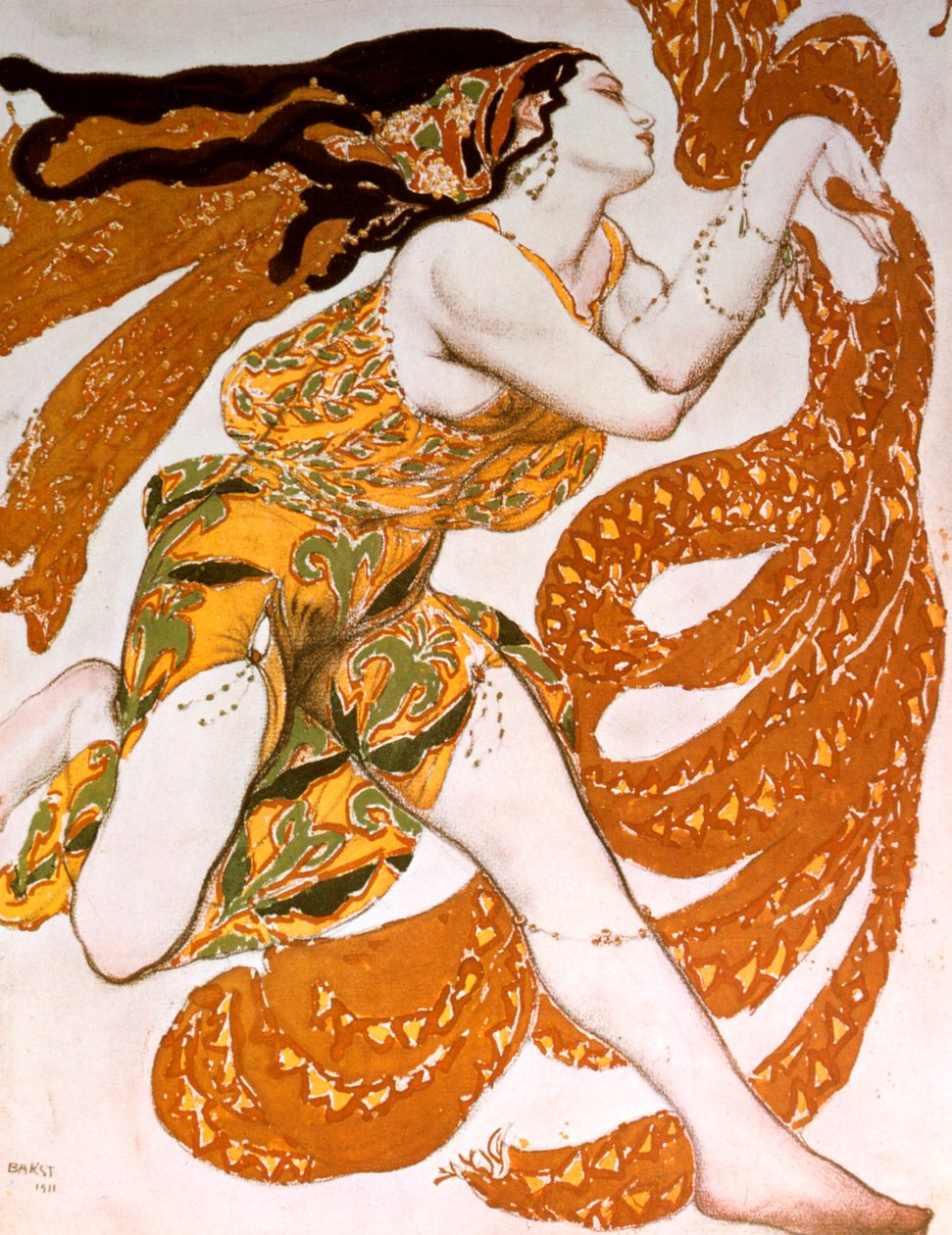 Bacchante, costume design for a Ballets Russes production of Tcherepnins Narcisse, 1911 by Leon Bakst