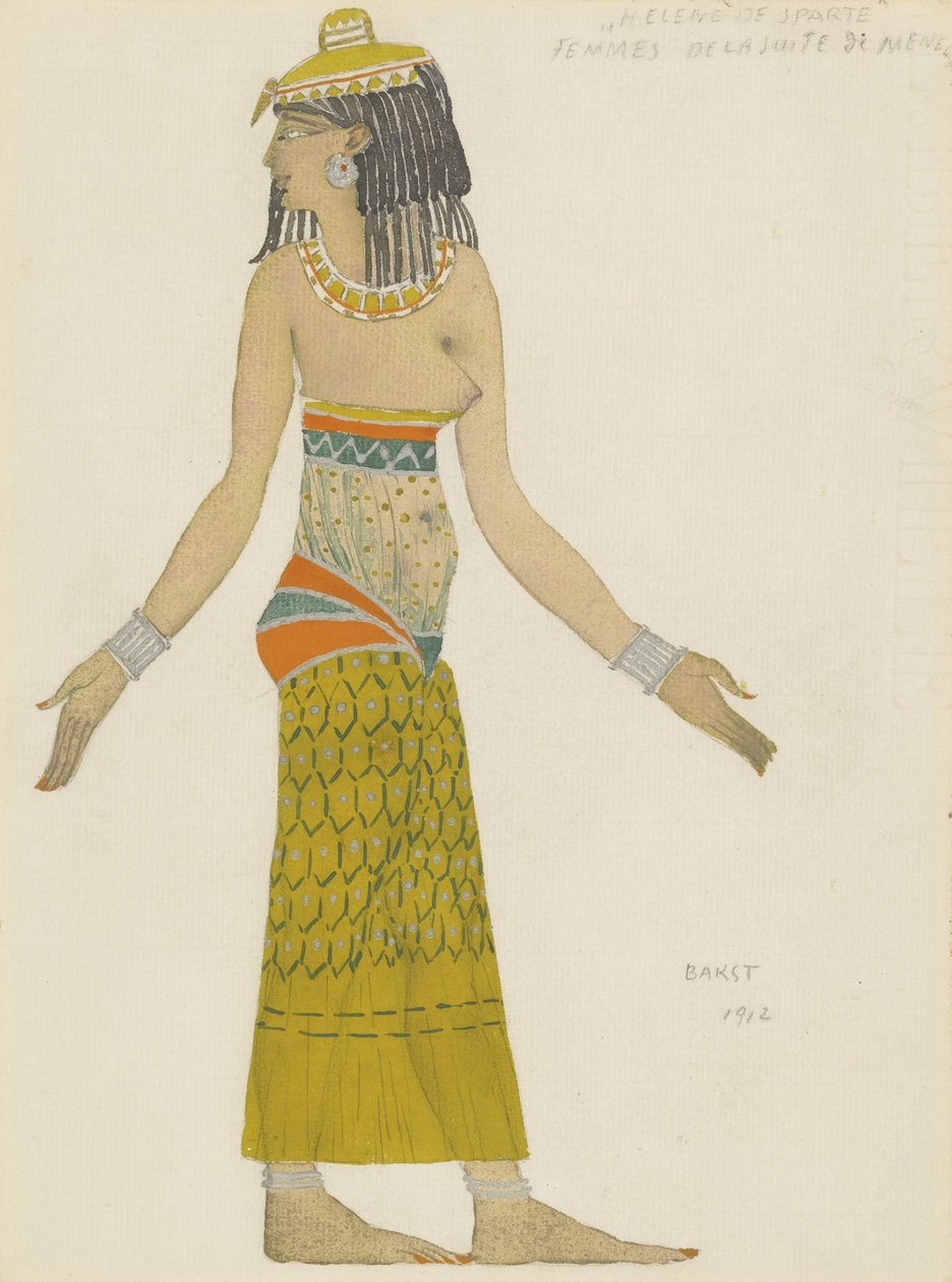 Costume Design for the Ballet Hélène de Sparte by E. Verhaeren and D. de Séverac by Leon Bakst