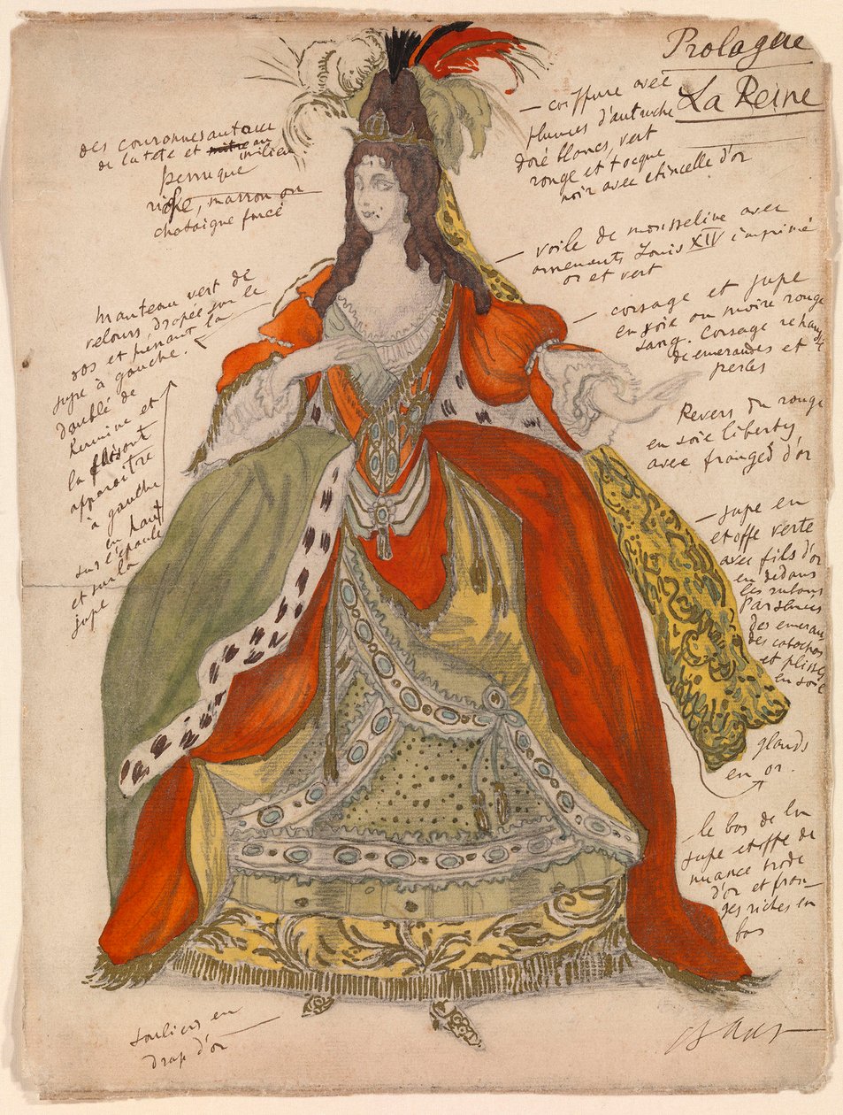 Costume Design for the Ballet Sleeping Beauty by P. Tchaikovsky (Drawing by Leon Bakst) by Leon Bakst