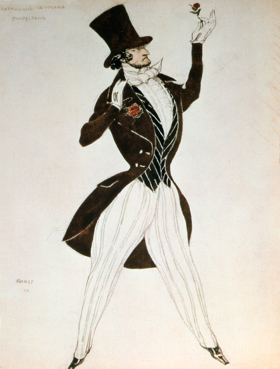 Florestan, design for a costume for the ballet Carnival composed by Robert Schumann, 1919 by Leon Bakst