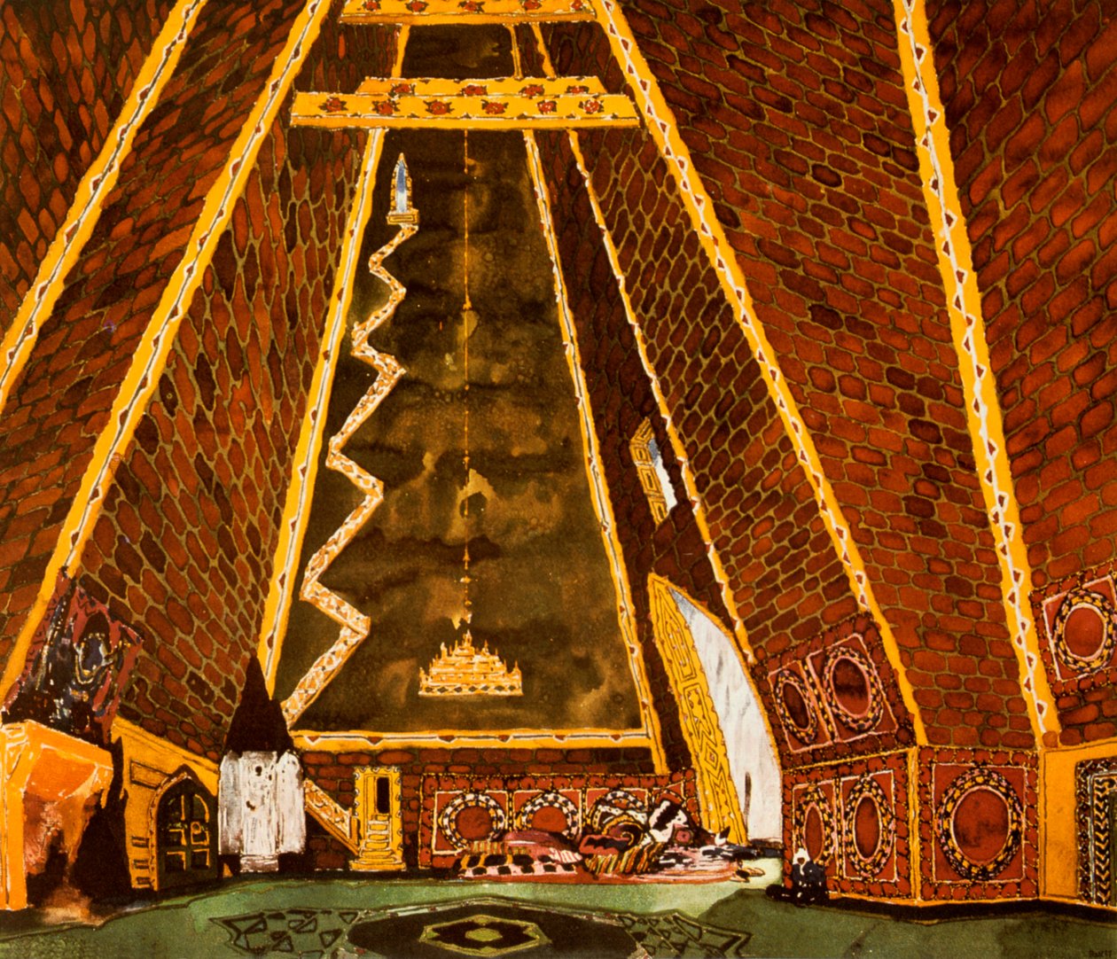 Set Design for Thamar, Ballet by Mily Balakirev by Leon Bakst