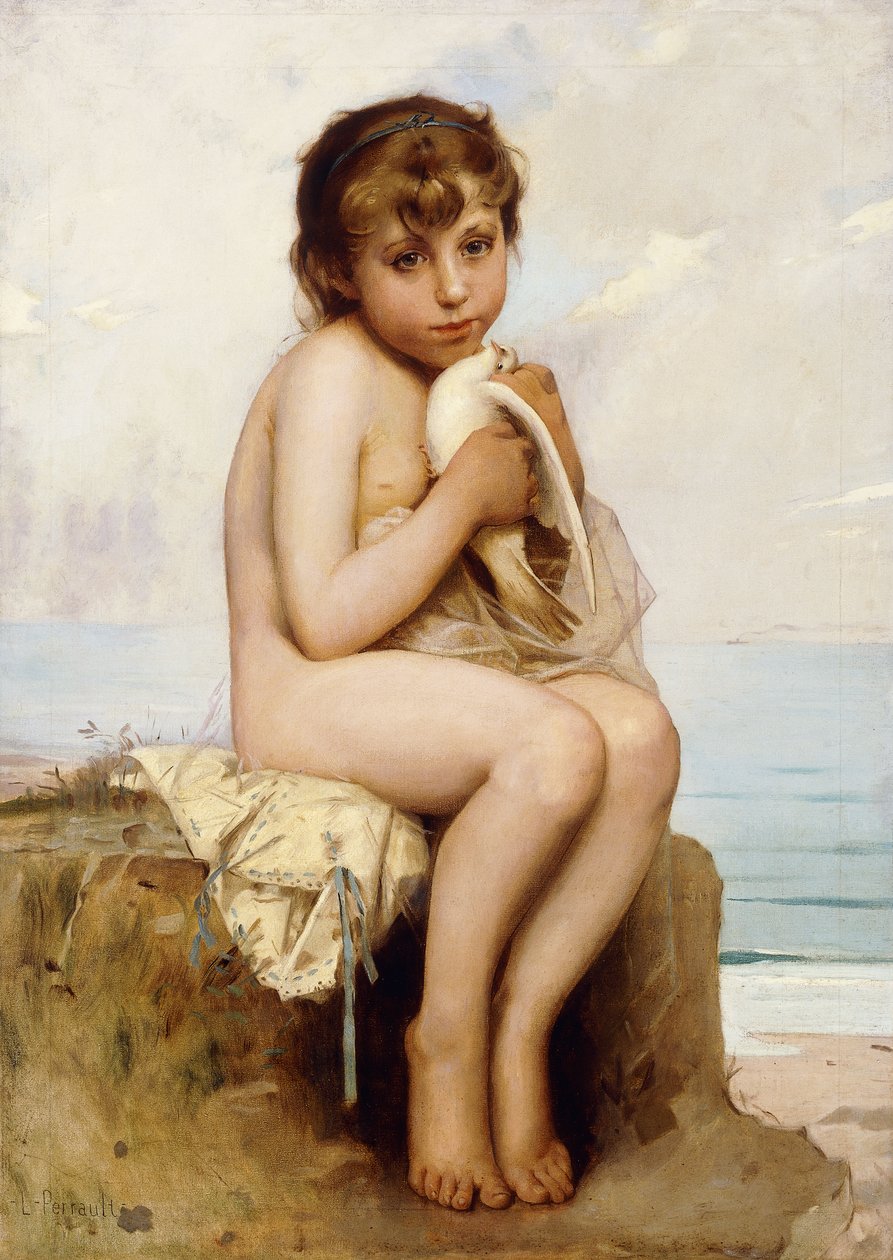 Nude Child with Dove by Leon Bazile Perrault