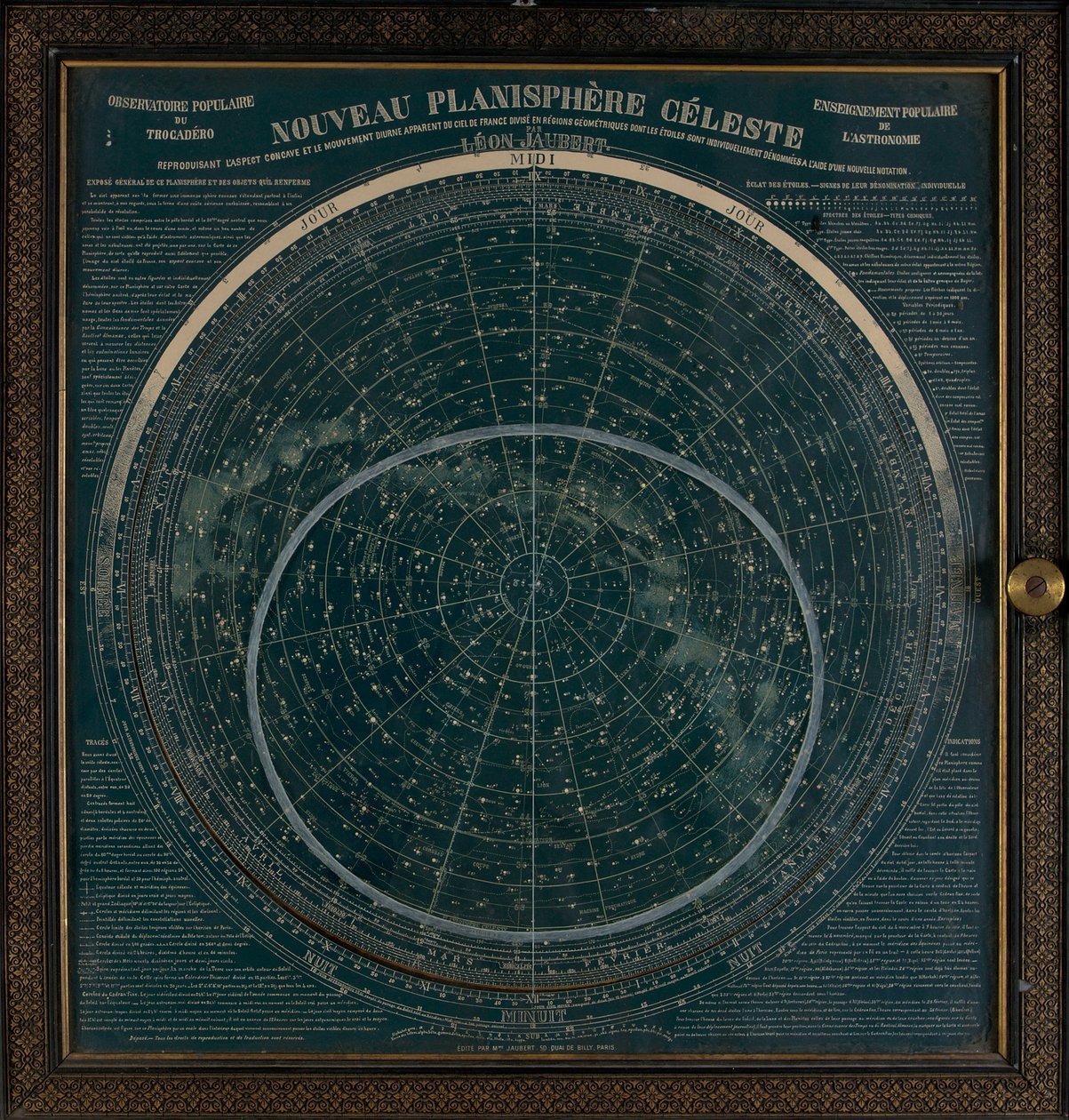 A Planisphere Printed in White on a Dark Blue Background, c.1900 by Leon Jaubert