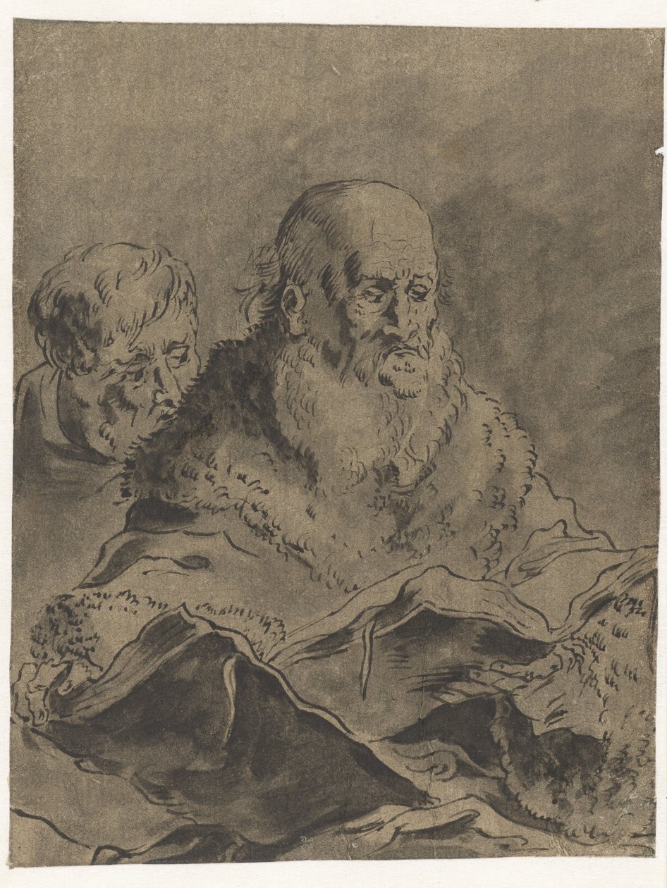 Bearded Man in Fur Coat with Two Open Books by Leonaert Bramer