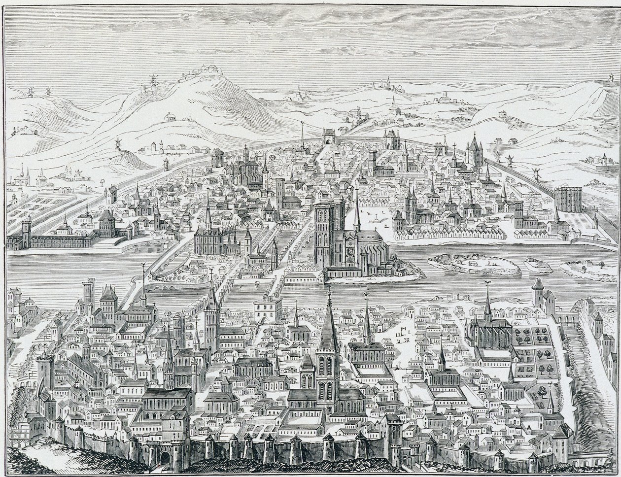 Grande vue en perspective de Paris in 1607, based on the engraving by Léonard Gaultier by Leonard Gaultier
