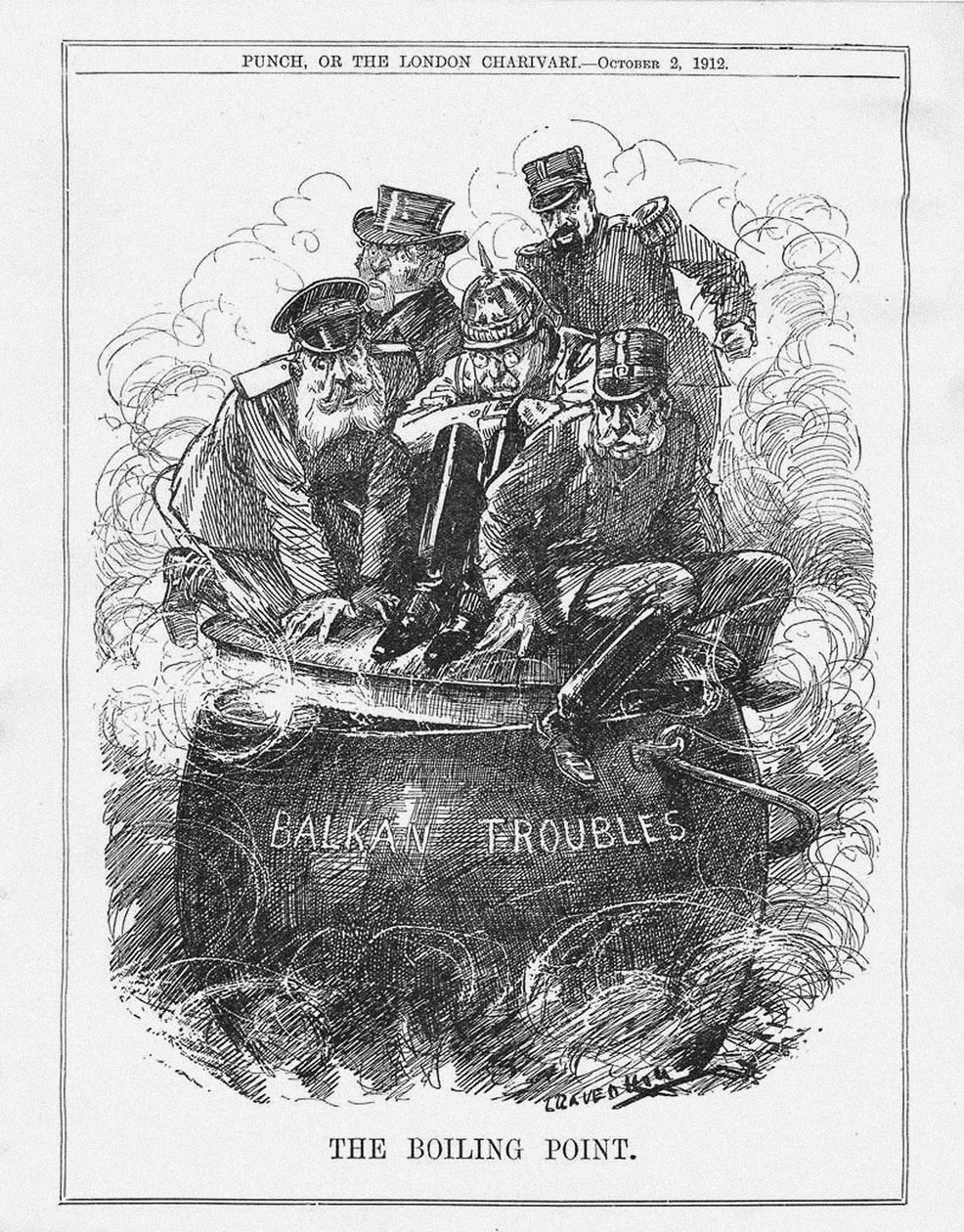 The Boiling Point. Punch Magazine, October 2, 1912 by Leonard Raven Hill
