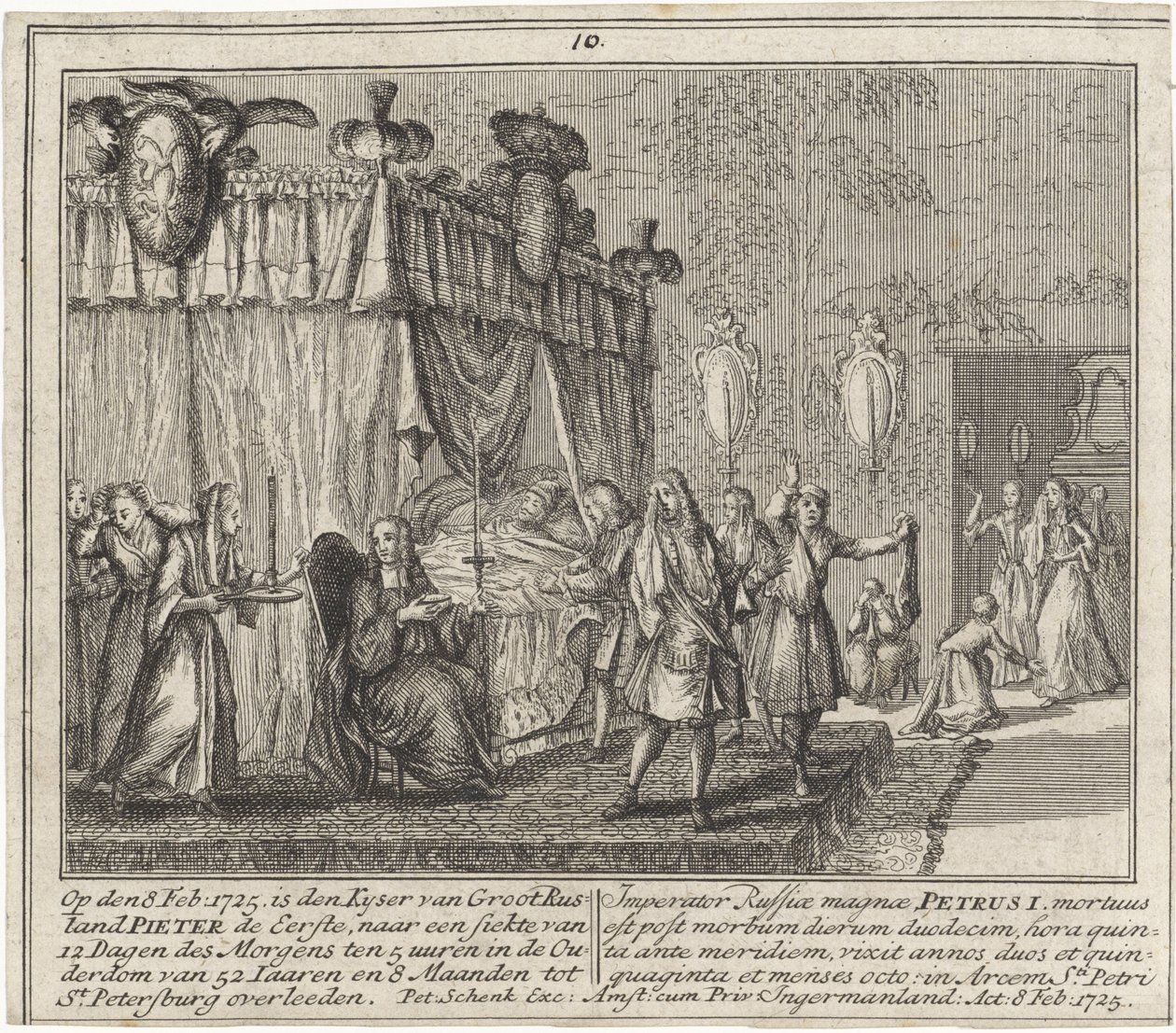 The Death of Peter the Great on 8 February 1725, 1727 by Leonard Schenk