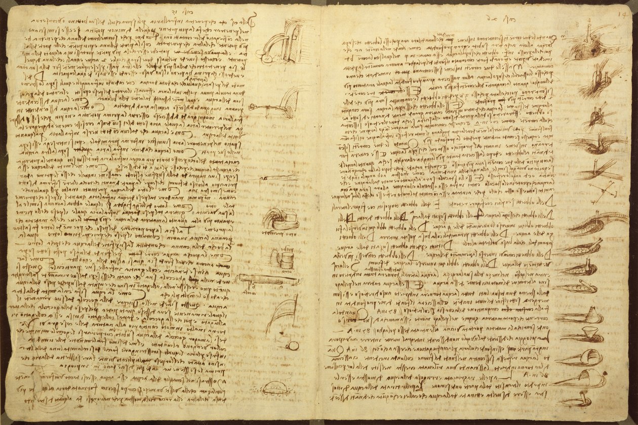 A page from the Codex Leicester, 1508-12 by Leonardo da Vinci