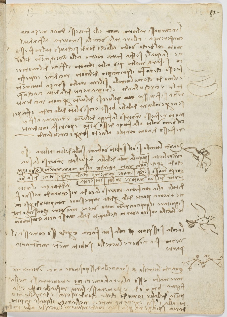Birds Flight Code, Sheet 12 Recto by Leonardo da Vinci