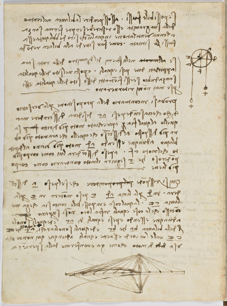 Birds Flight Code, c. 1505-06, paper manuscript, sheet 2 by Leonardo da Vinci