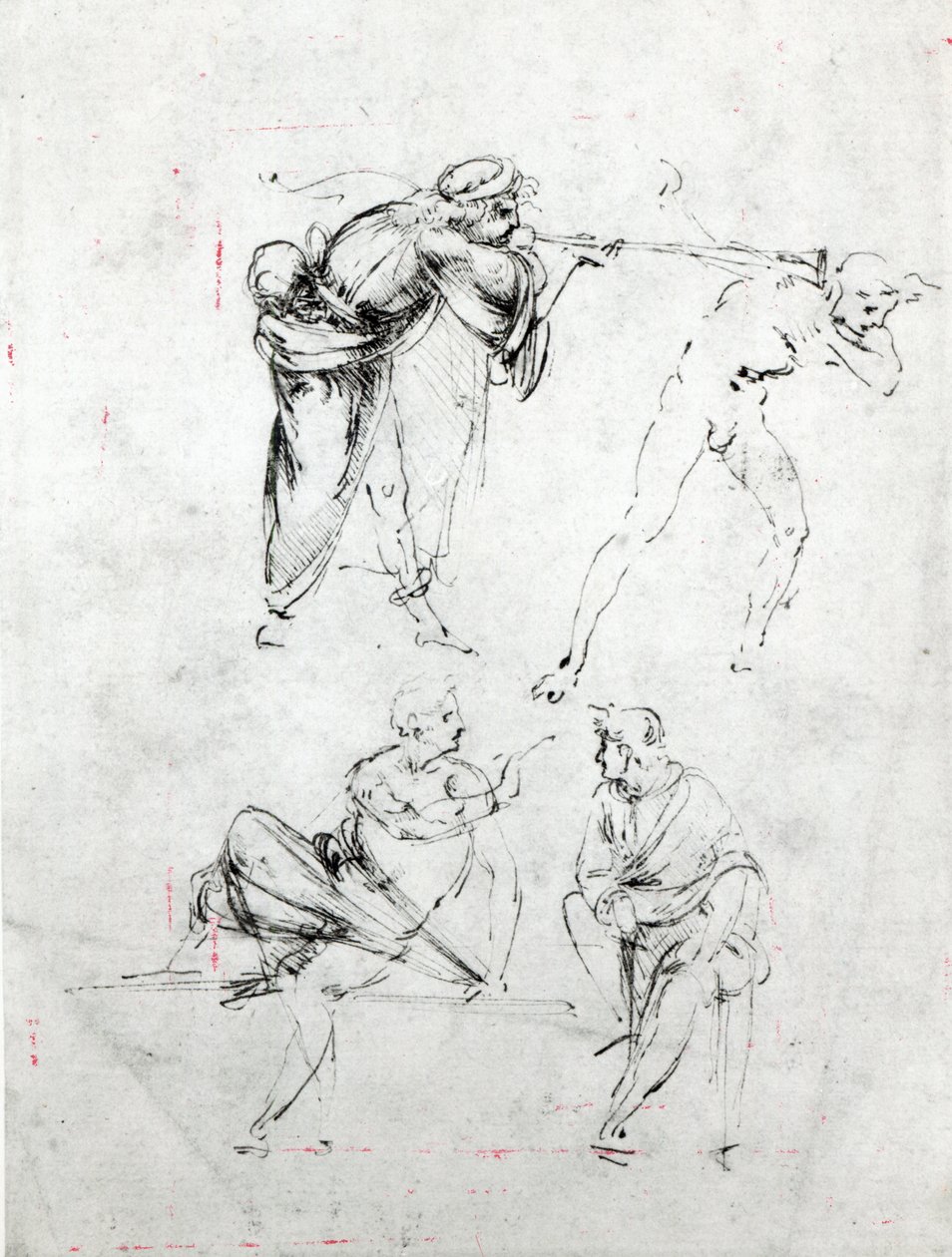 Study of a Man Blowing a Trumpet in Another