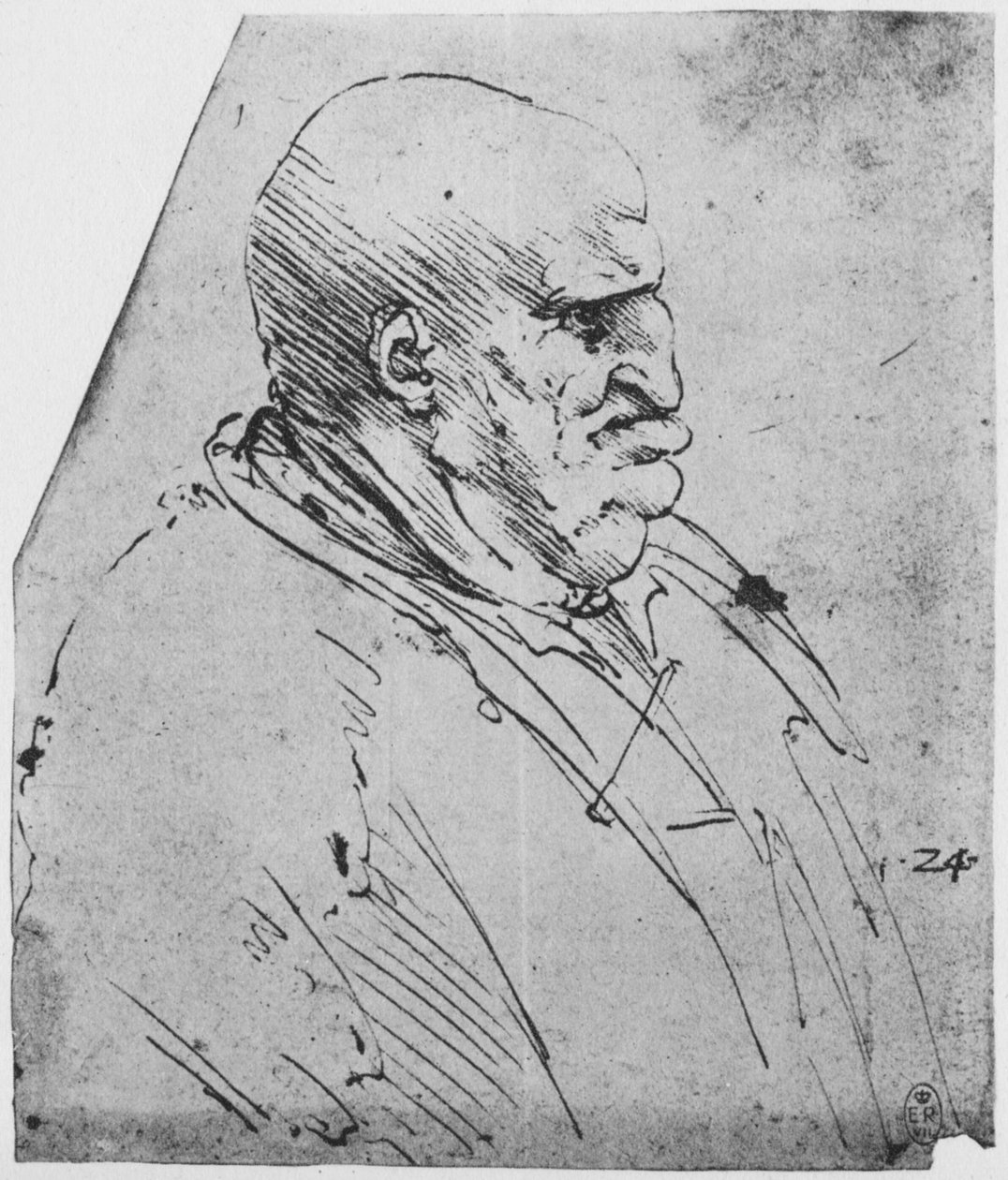 A Grotesque Profile of a Man to the Right by Leonardo da Vinci