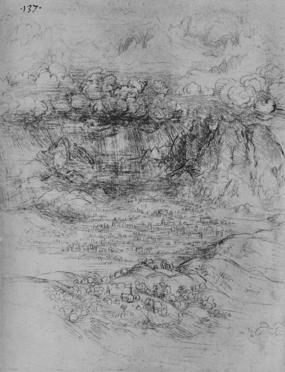 A Storm Over an Alpine Valley by Leonardo da Vinci