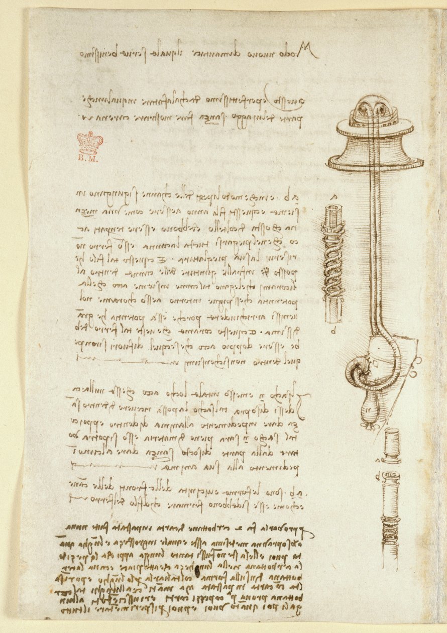 Notes and sketches illustrating Leonardo