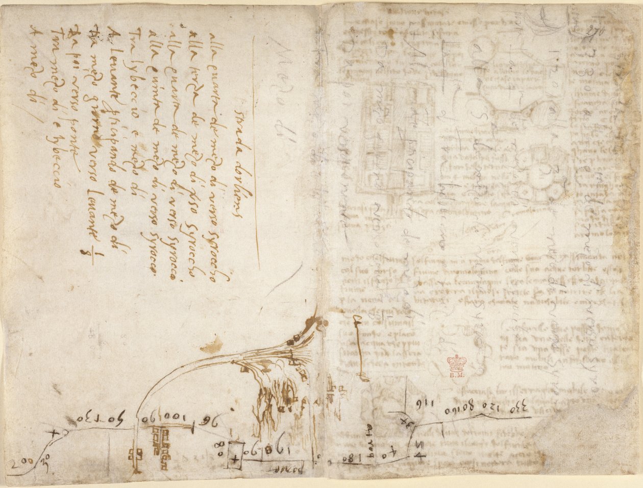 Note and sketch describing the itinerary of the 
