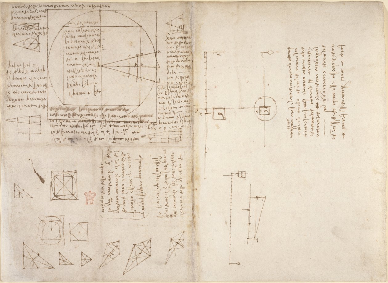 Notes and diagrams on mechanics and the centre of gravity, from 