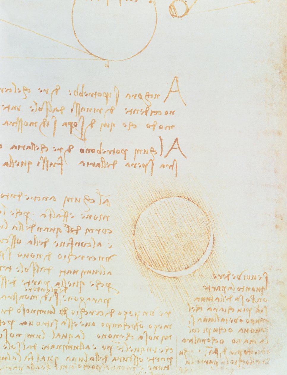 Detail (Codex Leicester, fol. 2r, showing the outer luminosity of the moon) by Leonardo da Vinci