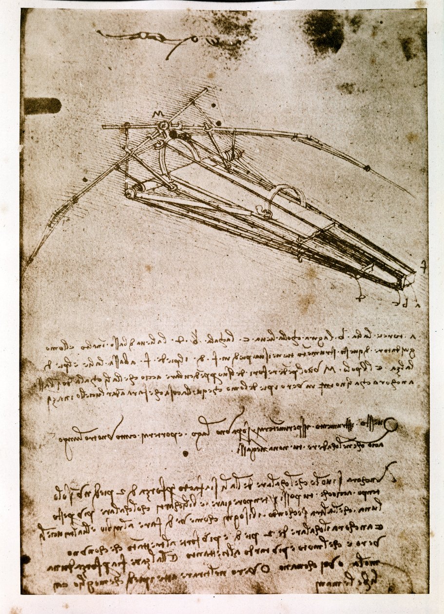 Extract from a Da Vinci Manuscript: Flying Machine by Leonardo da Vinci