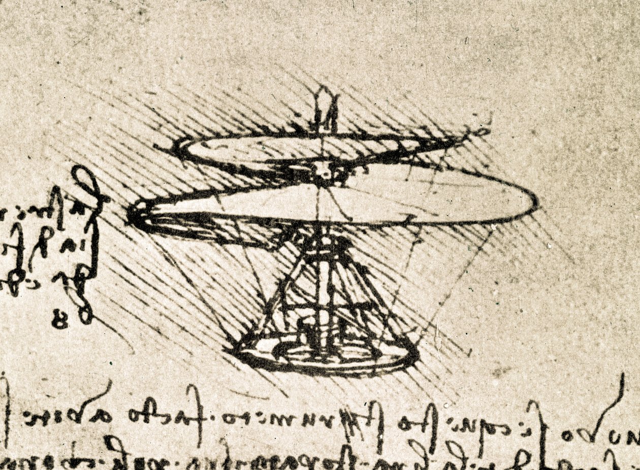 Extract from a Da Vinci Manuscript: Aerial Screw (Helicopter) by Leonardo da Vinci
