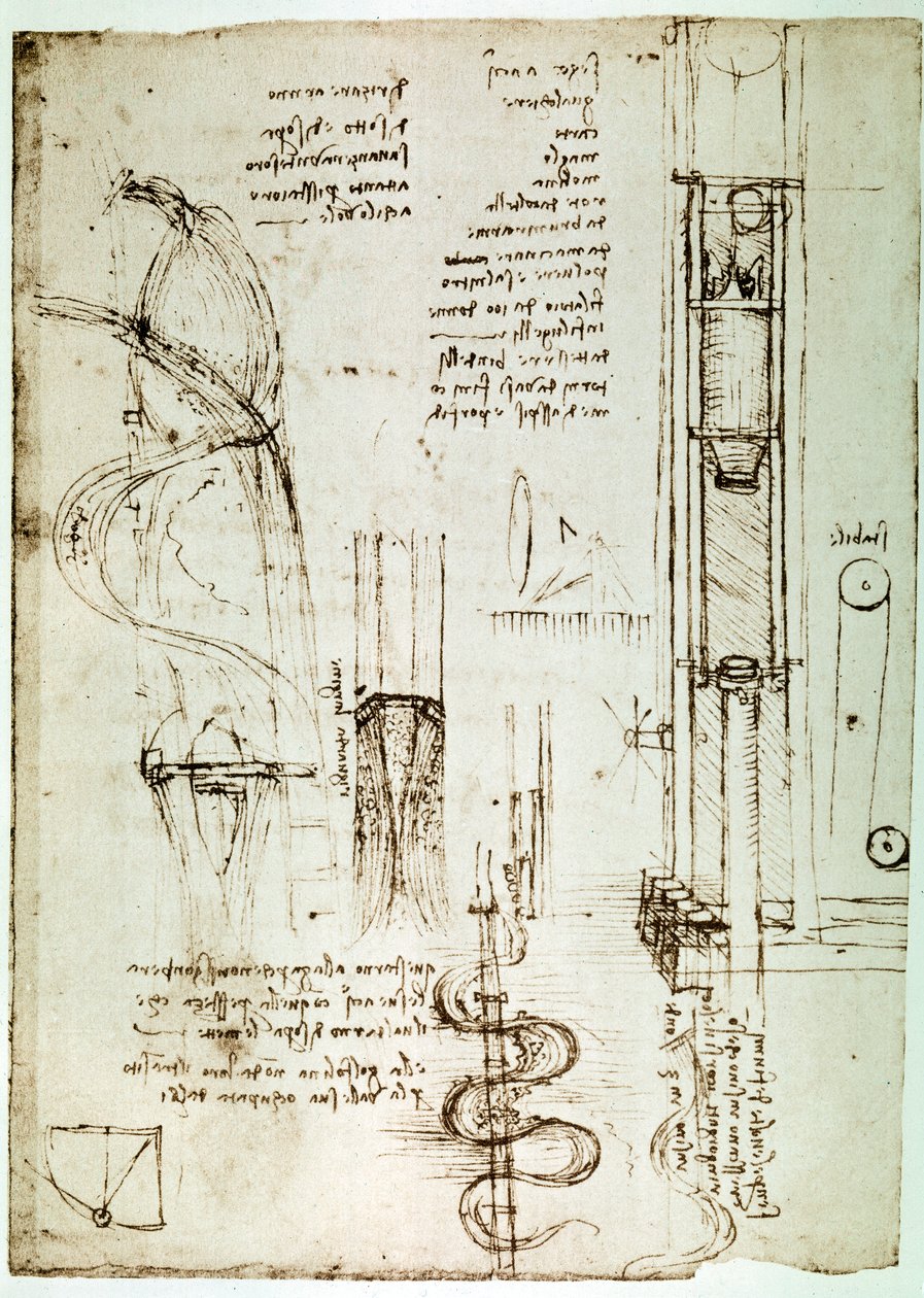Extract from a Da Vinci Manuscript: Pile Drive (Pile Mallet) by Leonardo da Vinci