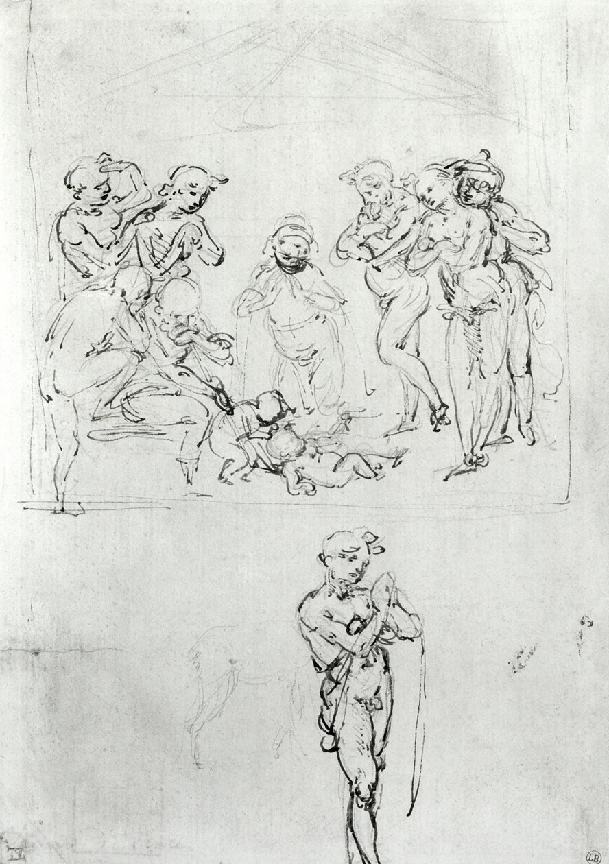 Figural Studies for the Adoration of the Magi, c.1481 by Leonardo da Vinci