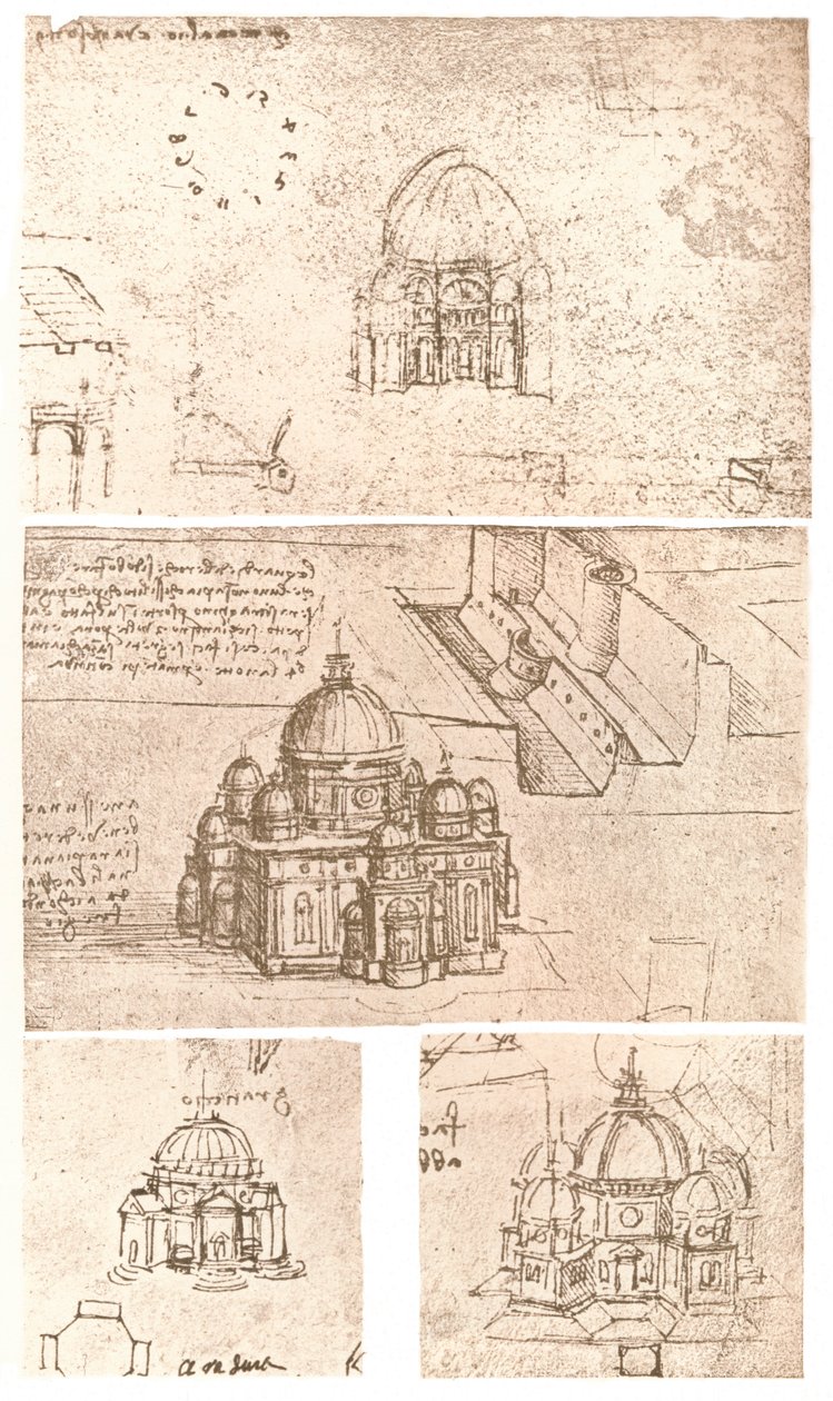 Four Drawings of Ecclesiastical Architecture by Leonardo da Vinci