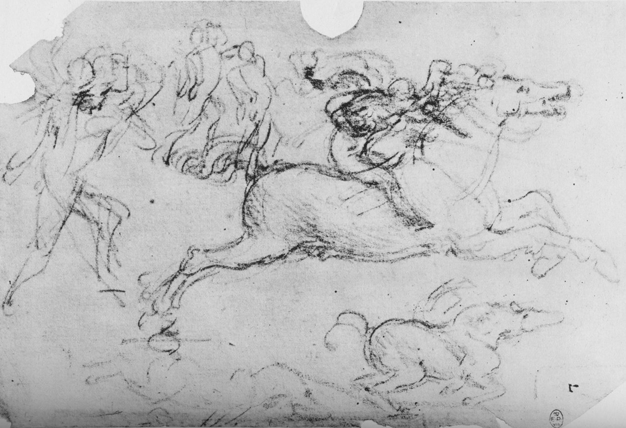 Galloping Horseman and Other Figures, c1480 by Leonardo da Vinci