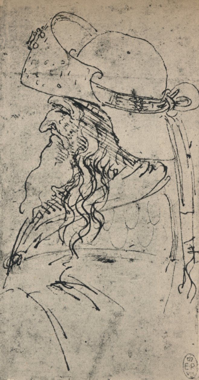 Profile to the Left of an Old Man in a Large Hat, c1480 by Leonardo da Vinci