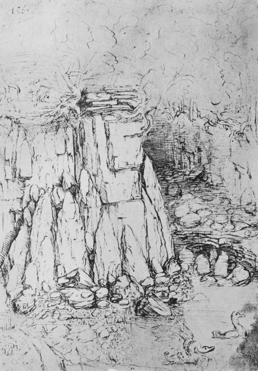 Rocks and Stream by Leonardo da Vinci