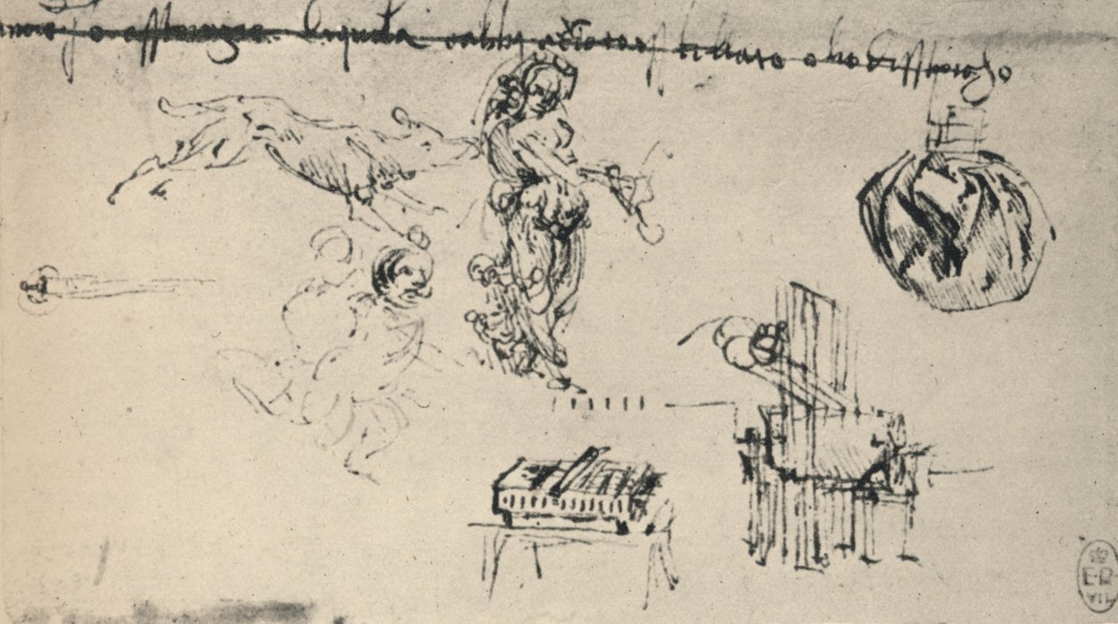 Sheet of Studies with a Young Woman, A Wolf, Etc. by Leonardo da Vinci